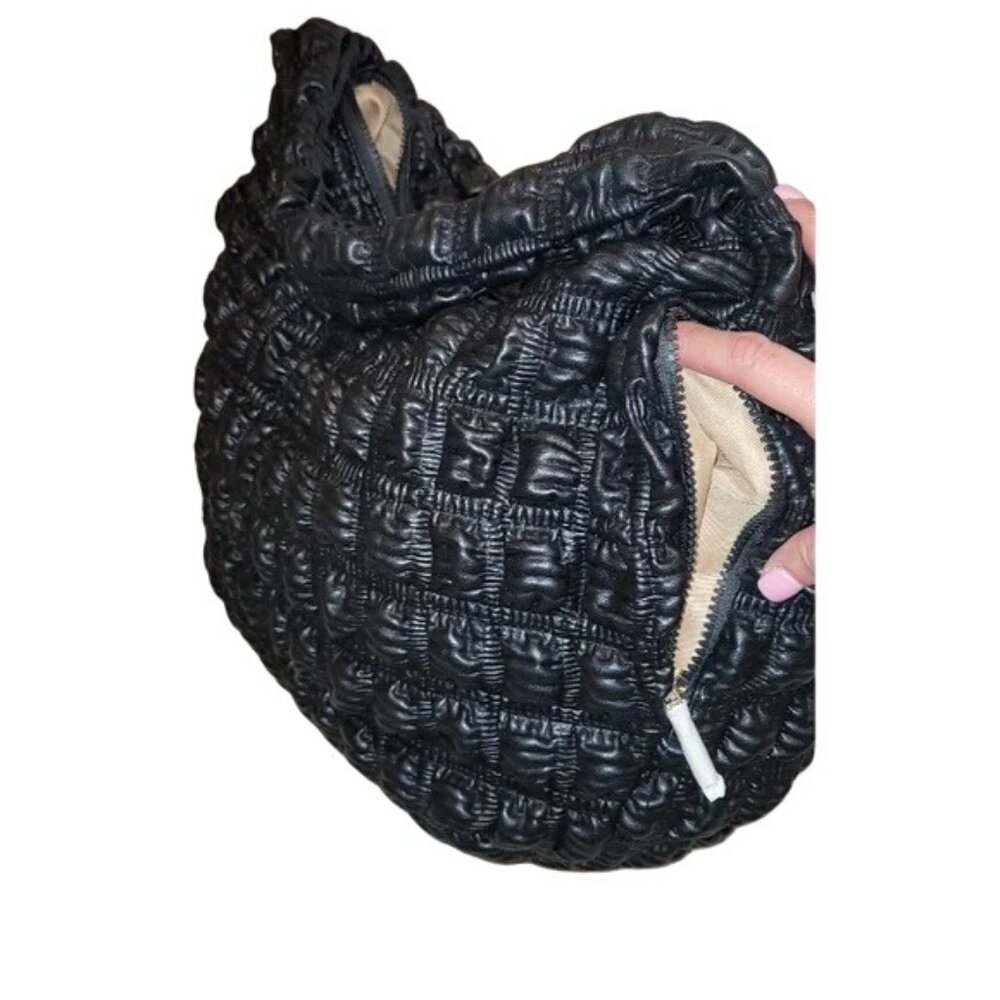 Jason Wu Fay Black Vegan Leather Large Bubble Hobo Shoulder Bag - Picture 4 of 6